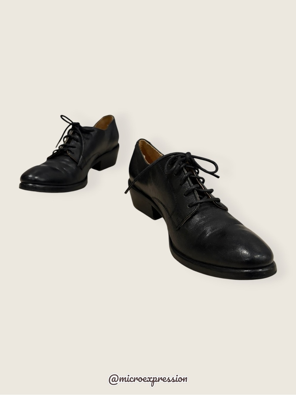 $349 Frye Carson Oxford Vintage Black Genuine Leather Lace Up Heeled Ankle Boot - Picture 14 of 15